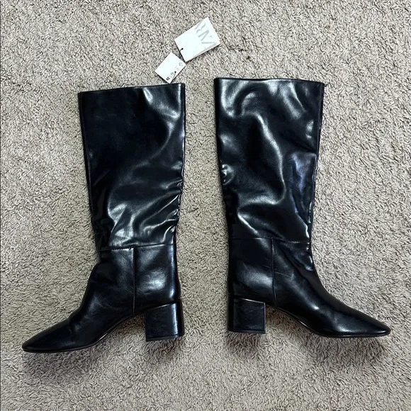 NWT Zara WIDE HEELED TOPSTITCHED BOOTS - Picture 6 of 15